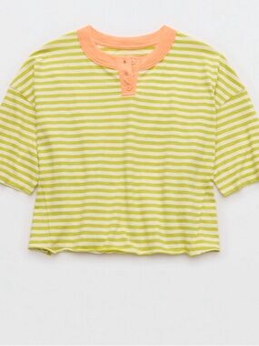 Summer 2026 Aerie remix henley cropped t-shirt NWT